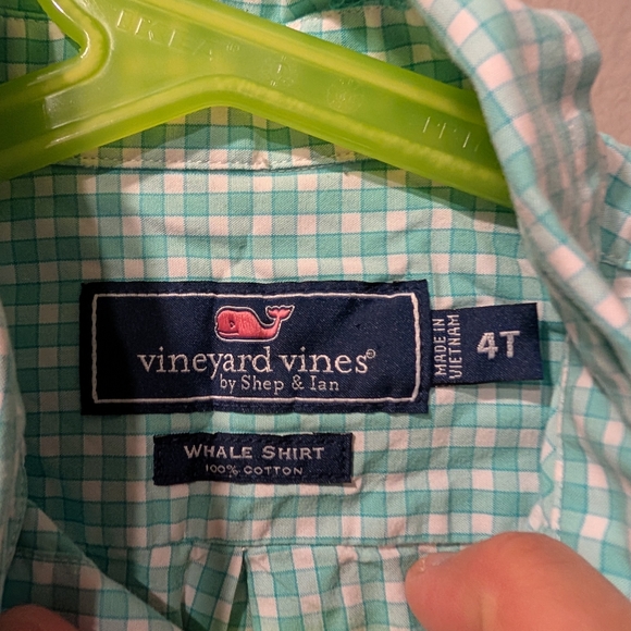 Vineyard Vines Kids Aqua Checkered Button Down Shirt - Picture 3 of 3